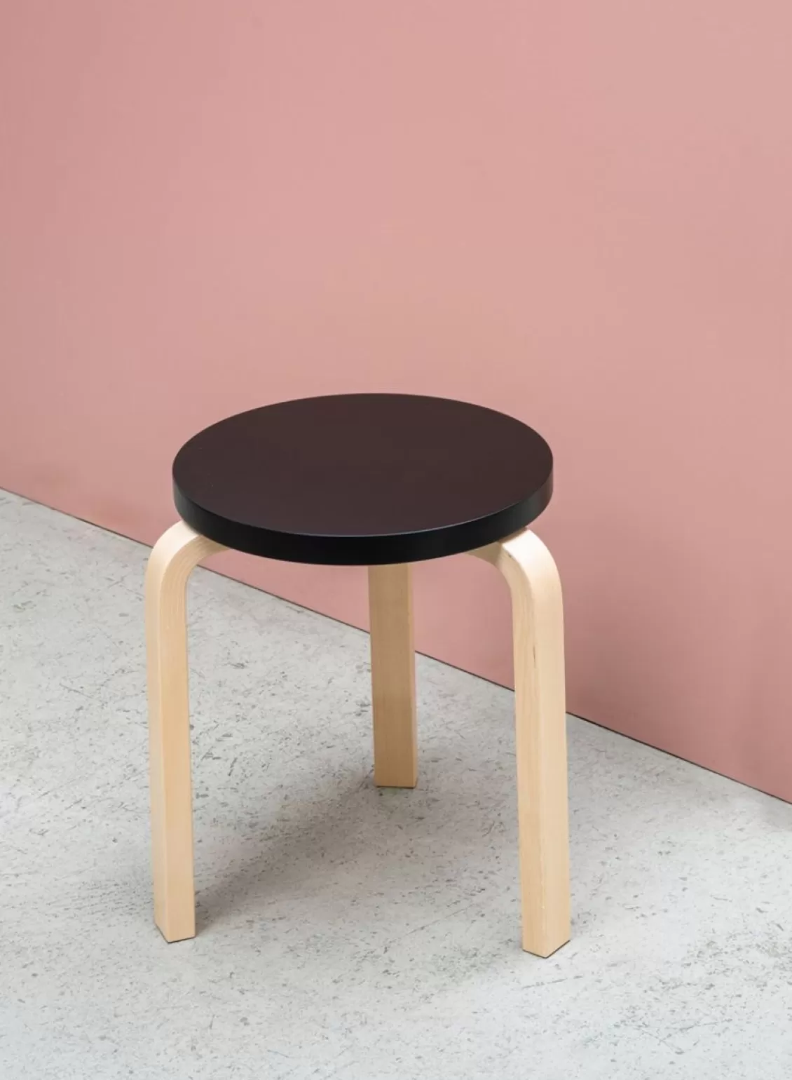 SUSAN BIJL Stool 60, Legs Birch, Seat Black -Artek Clearance