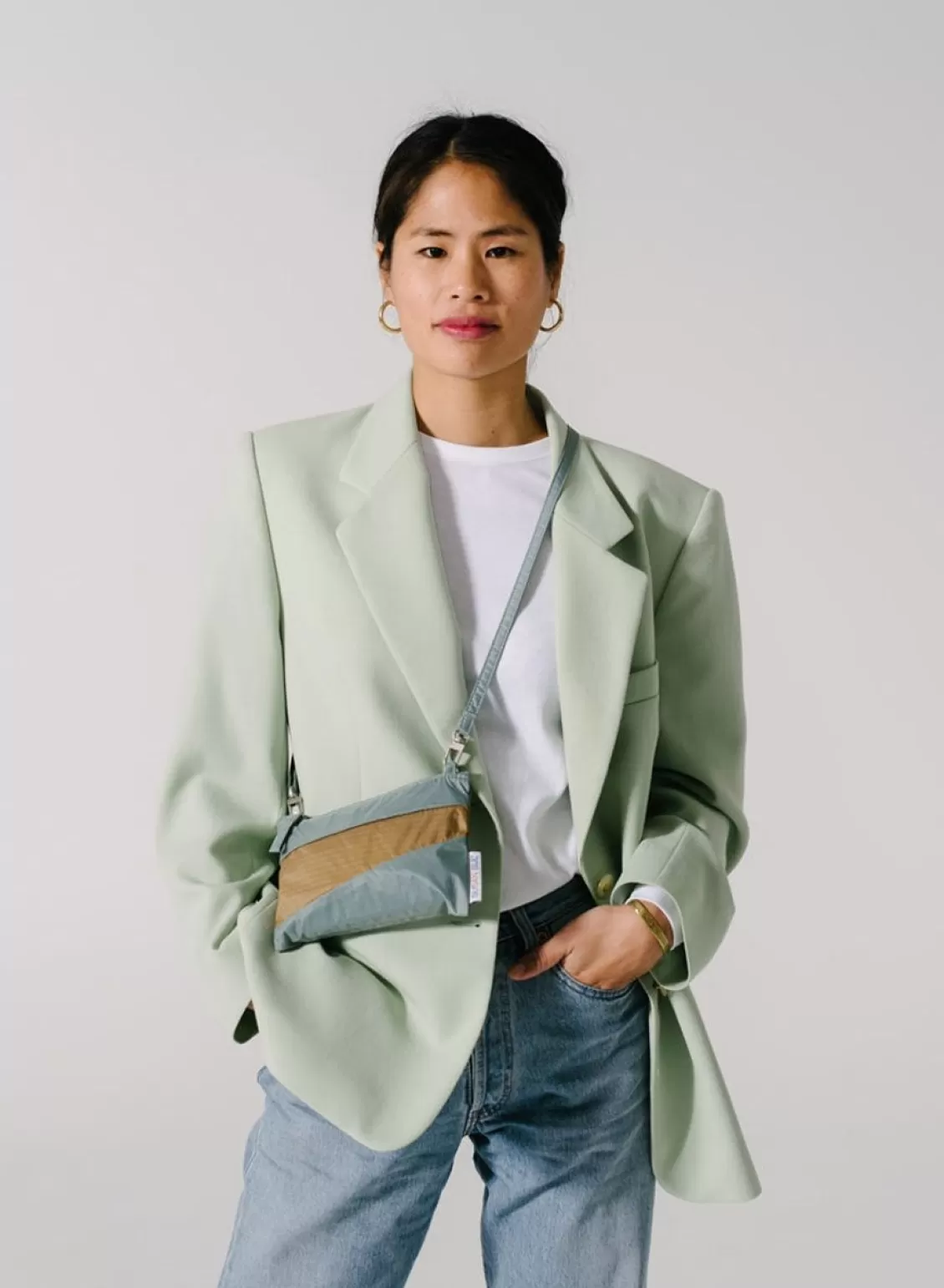 SUSAN BIJL The New Pouch Grey & Camel Small Flash Sale