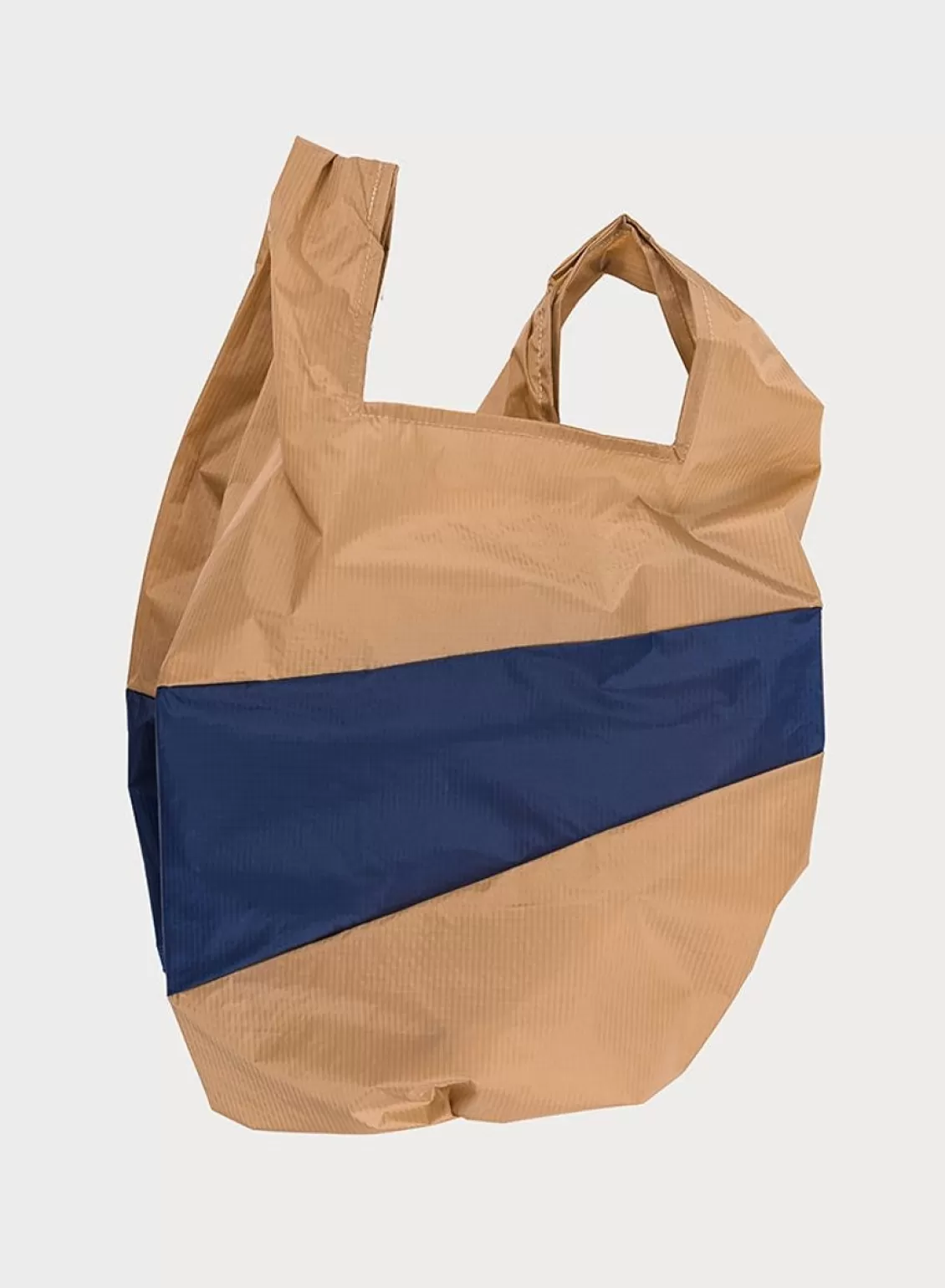 SUSAN BIJL The New Shopping Bag Camel & Navy Large Fashion