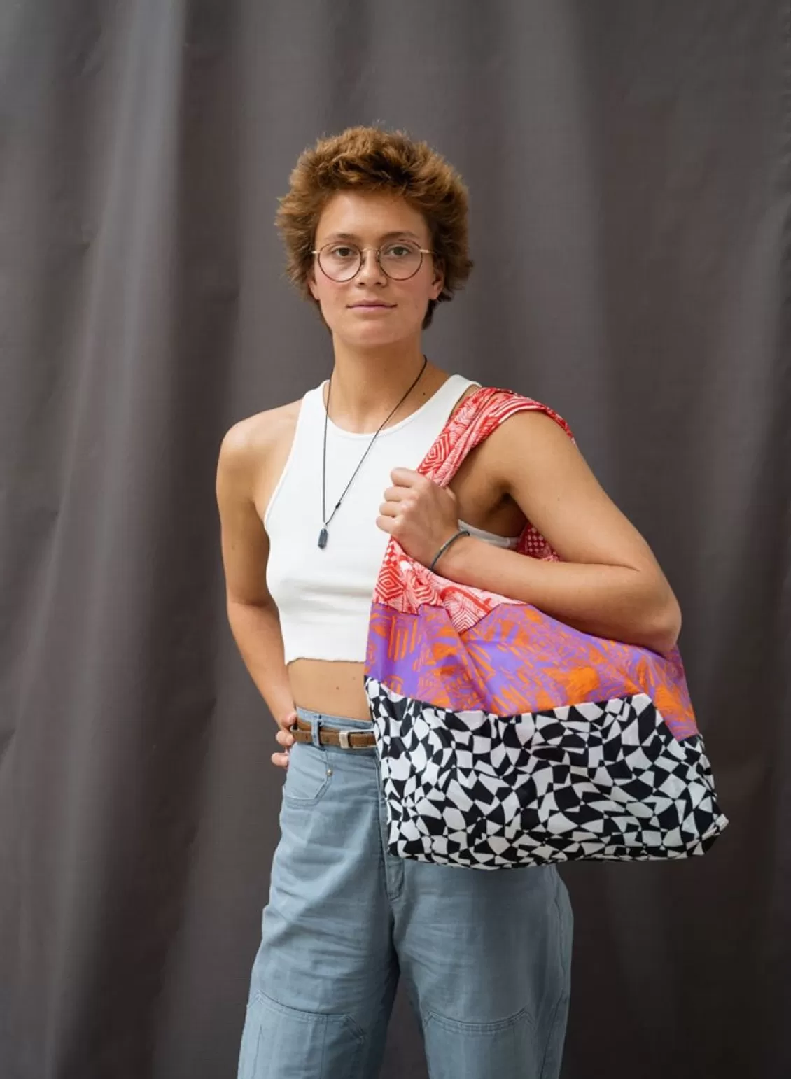 SUSAN BIJL The New Shopping Bag Endless Smoking Croissant Red Large Best
