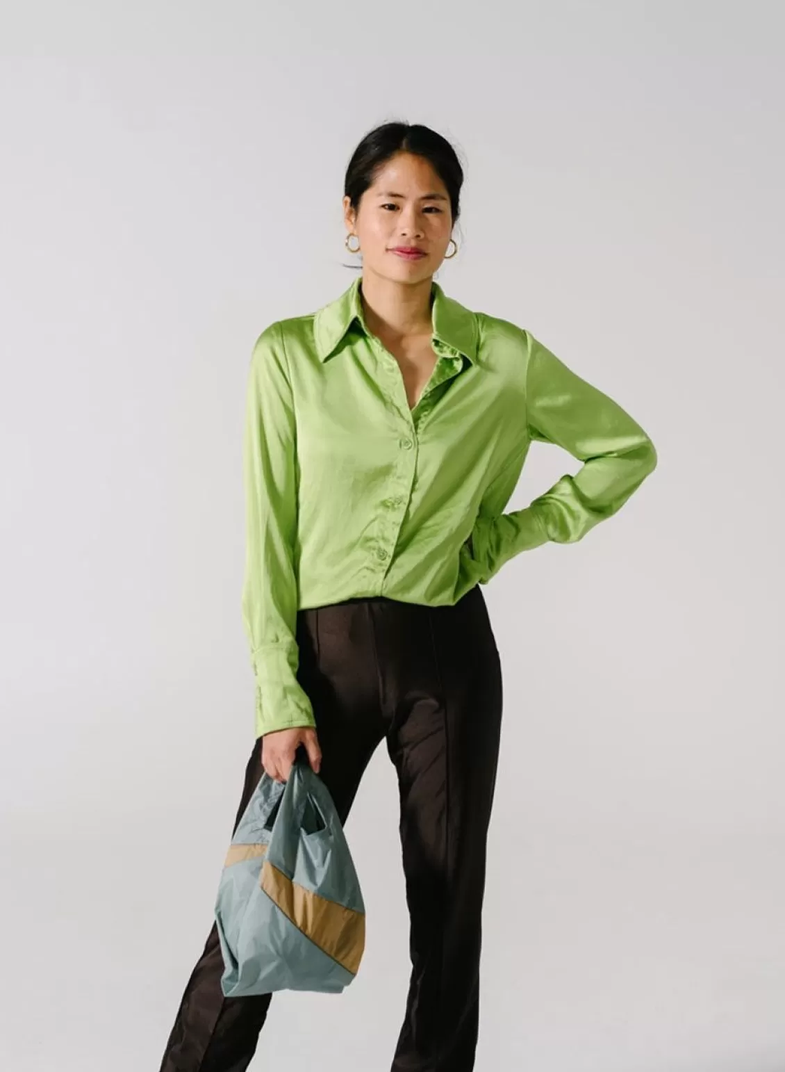 SUSAN BIJL The New Shopping Bag Grey & Camel Small Best
