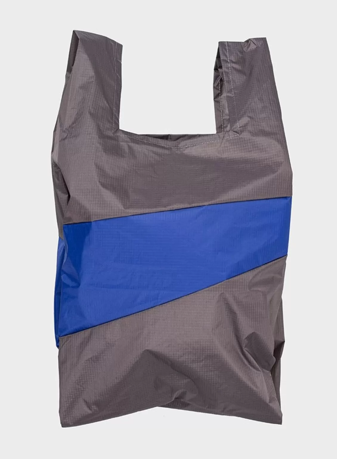 SUSAN BIJL The New Shopping Bag Warm Grey & Electric Blue Large Clearance